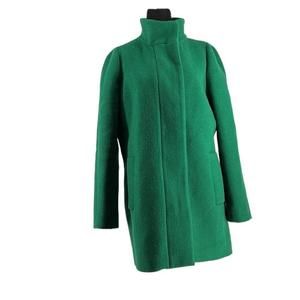 J.Crew wool coat emerald green city preppy warm mock neck sz 6